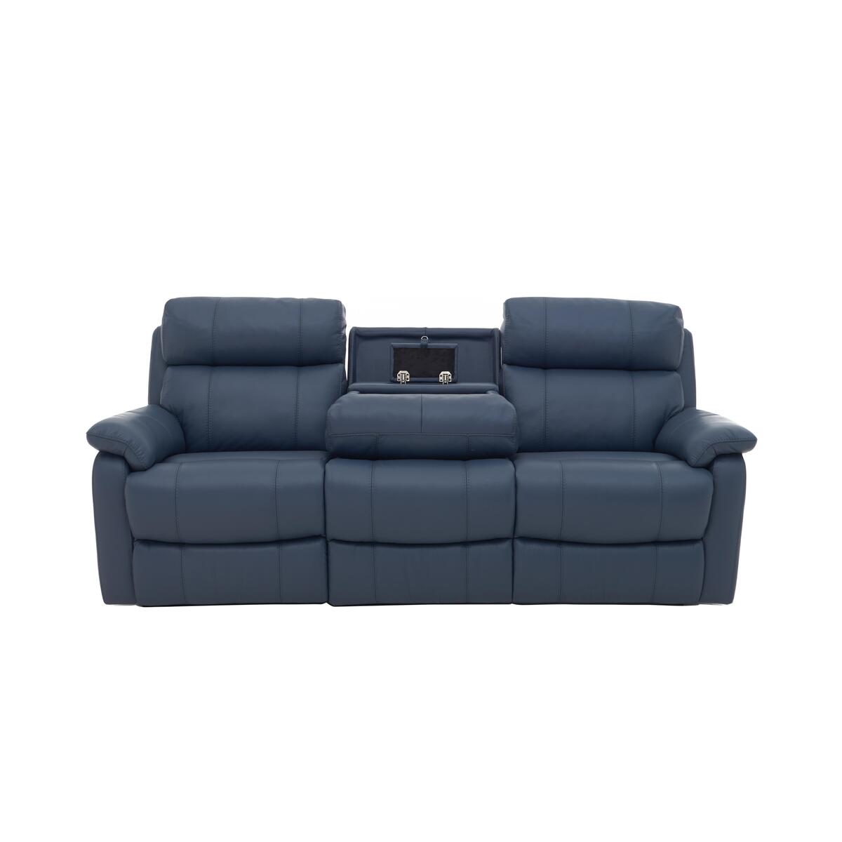 Relax Station Komodo 3 Seater Leather Recliner Sofa with Hidden Cup Holders and USB Ports - Beige- World of Leather – image 8