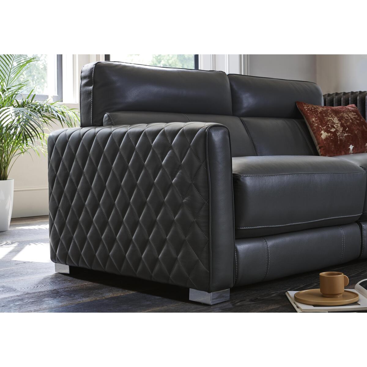 Vesper 2 Seater Leather Power Sofa with Power Headrests - Blue- World of Leather – image 3