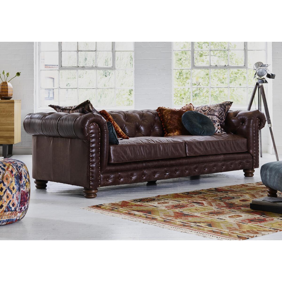 Alexander and James - Camden Collection Brixton 4 Seater Leather Sofa - Brown – image 2