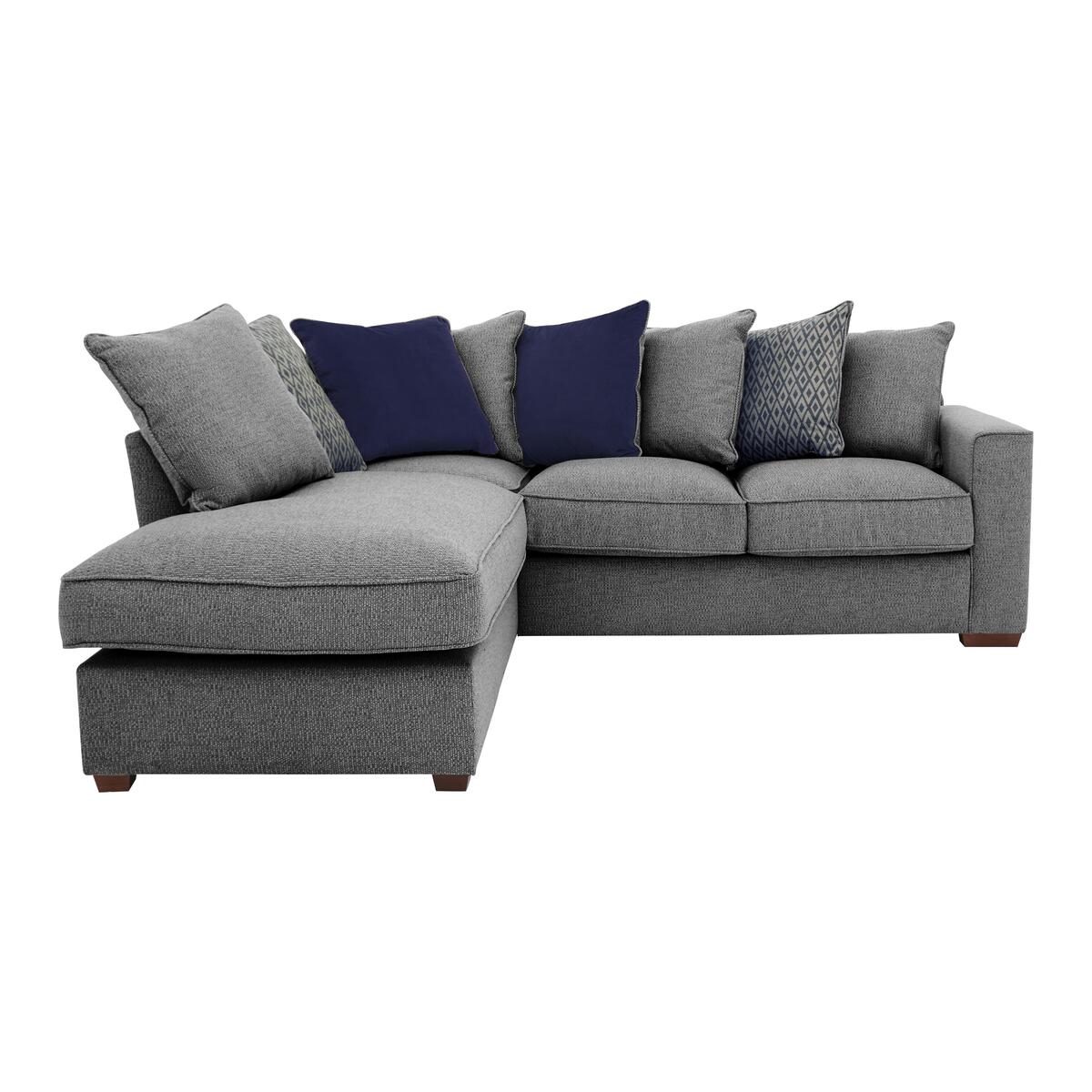 Comfi Fabric Pillow Back Corner Sofa with Chaise End Sofa Bed - Grey