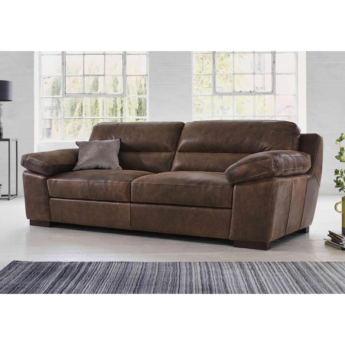 Alessia 3 Seater Leather Sofa - Brown - By Furniture Village – image 3