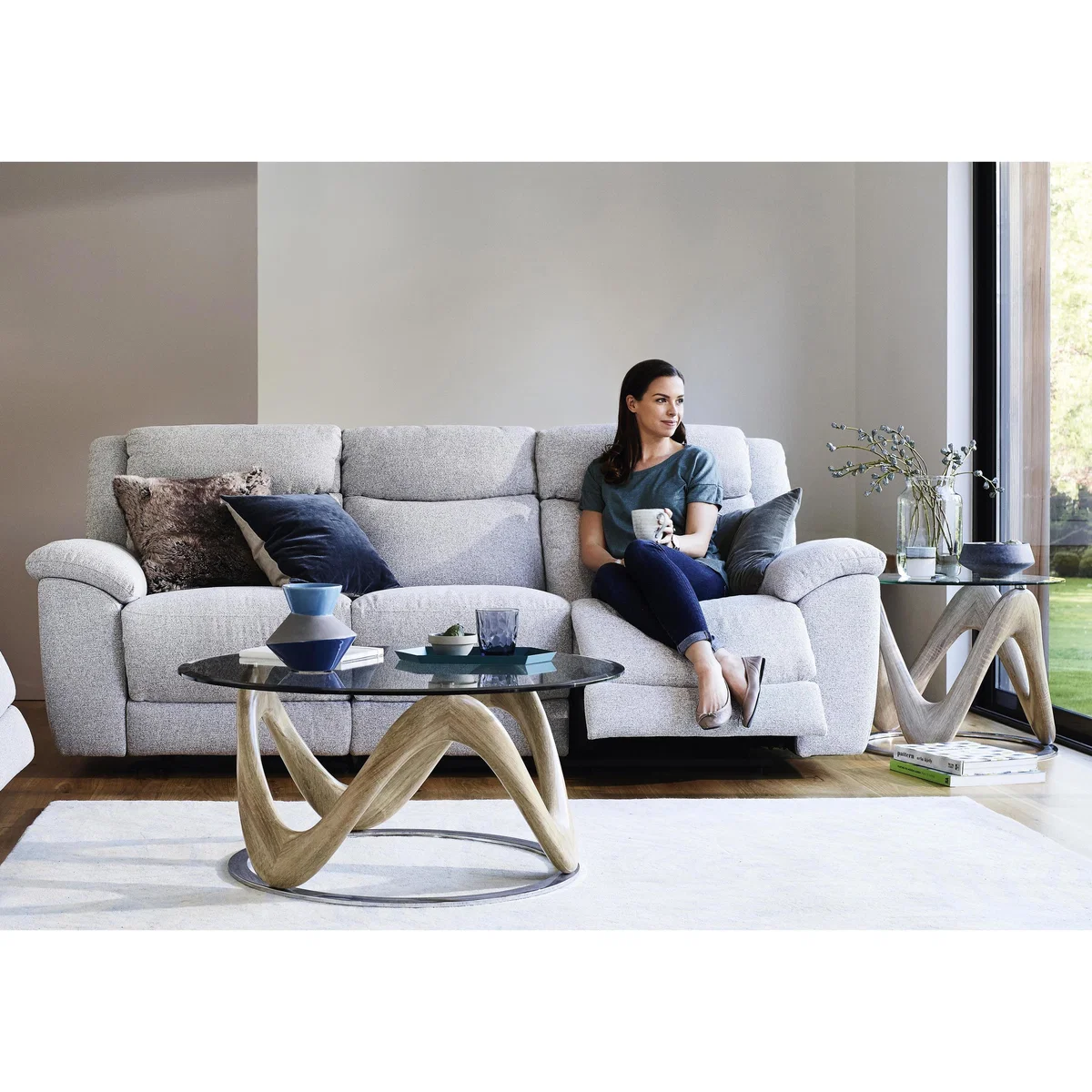 Bounce 3 Seater Fabric Manual Recliner Sofa - Cream - By Furniture Village – image 2