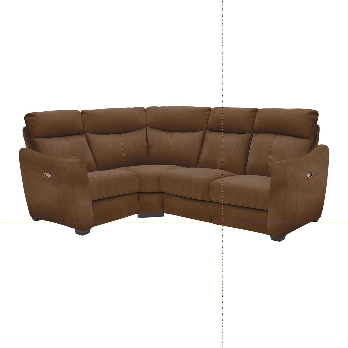 Compact Collection Midi Fabric Manual Recliner Corner Sofa - Brown