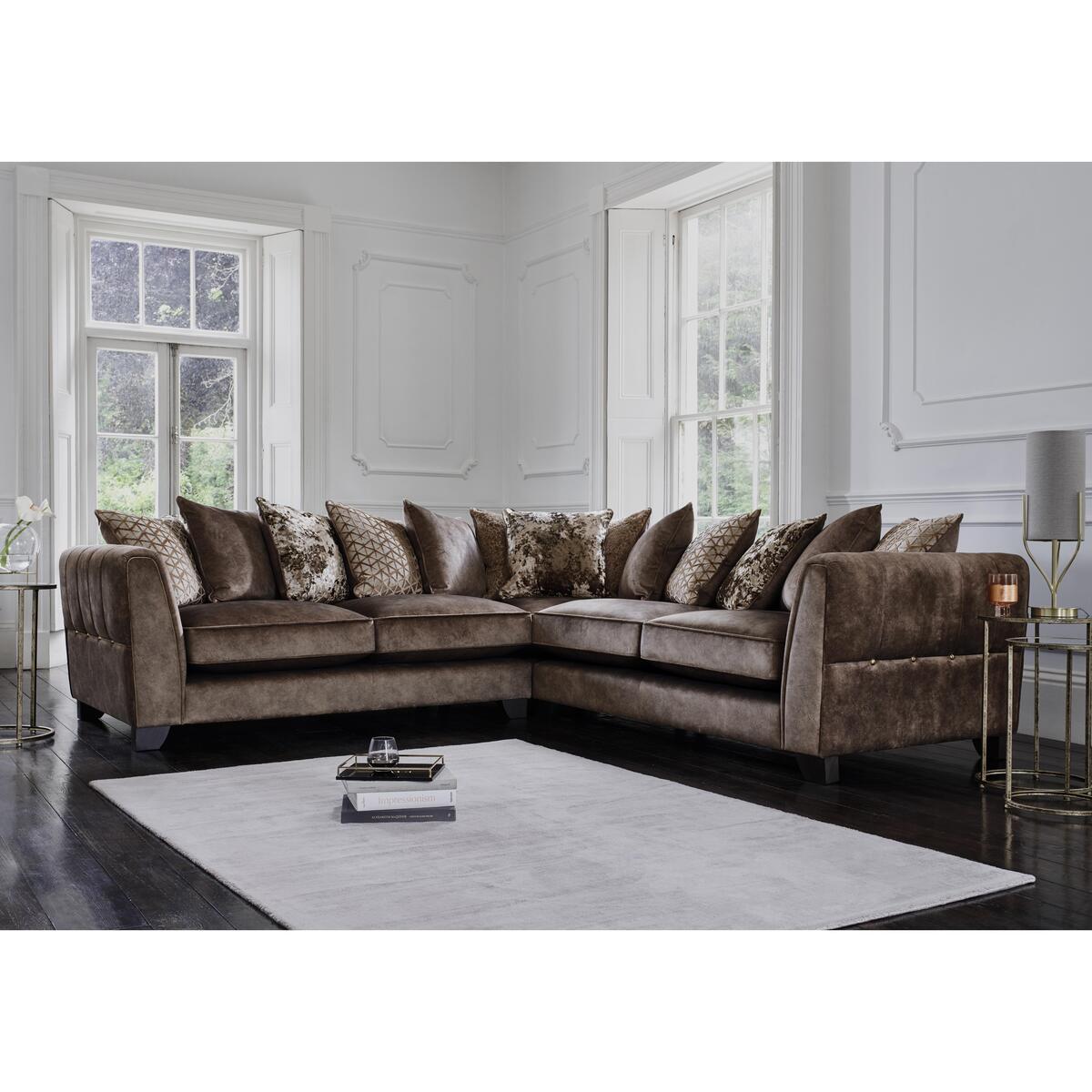 Ariana Large Pillow Back Fabric Corner Sofa - Beige – image 2