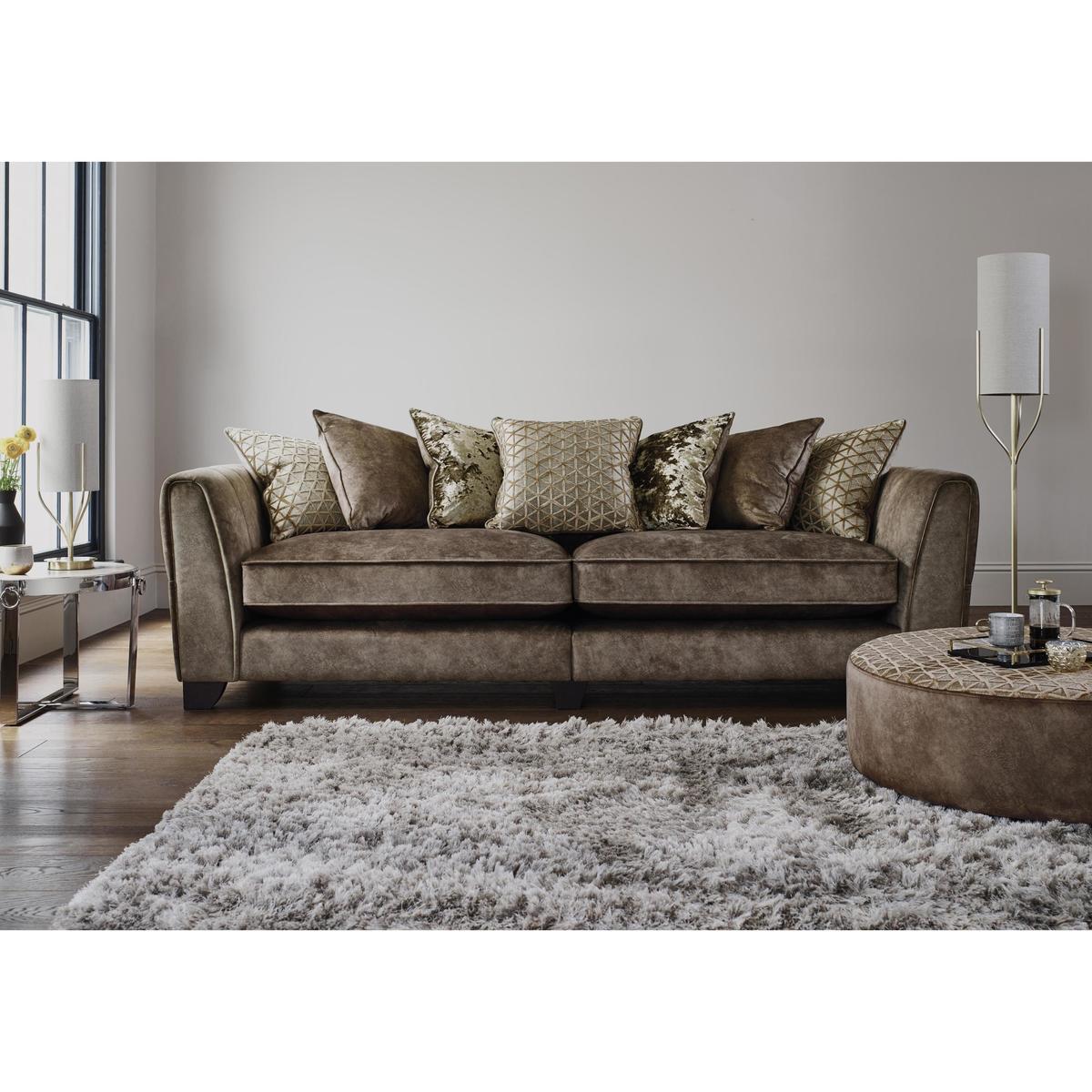 Ariana 4 Seater Pillow Back Fabric Sofa - Brown - By Furniture Village – image 3