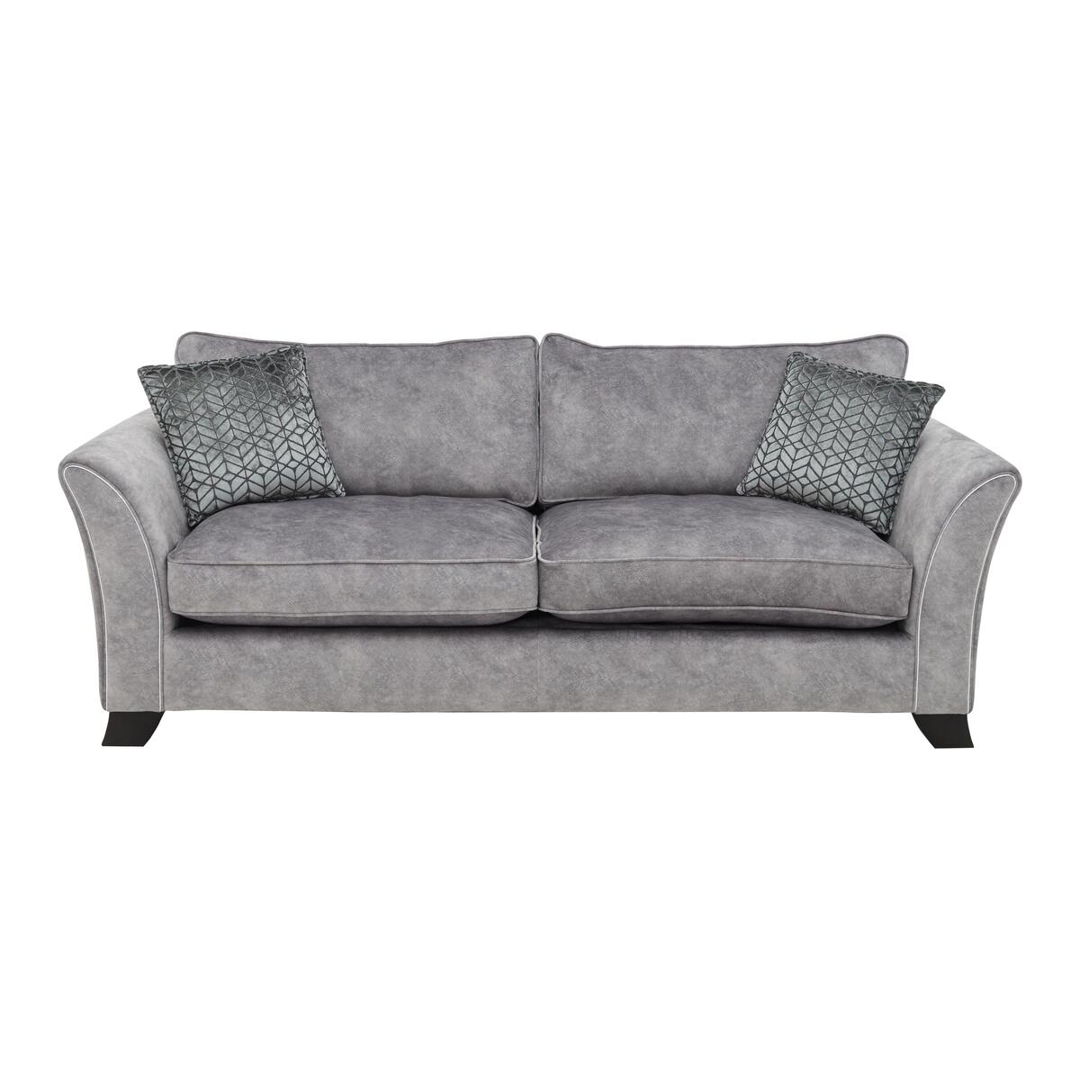 Amora 4 Seater Fabric Classic Back Sofa - Silver – image 1