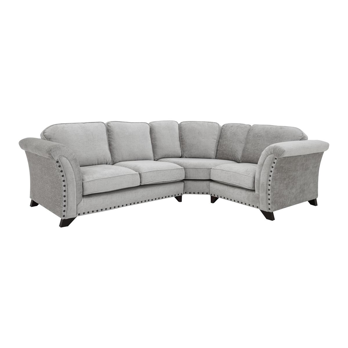 Holly Small Classic Back Fabric Corner Sofa with Studs - Silver