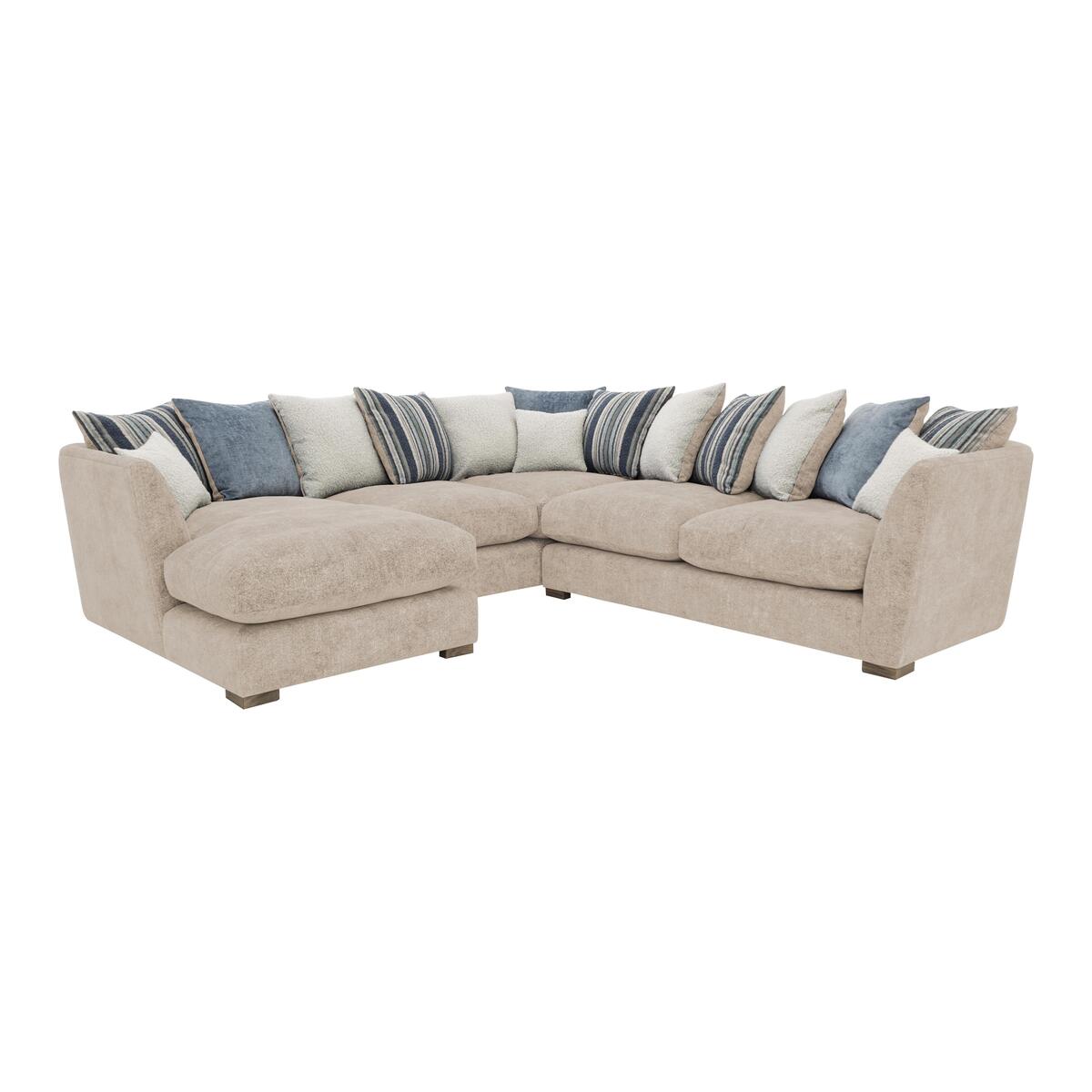 Nautical Large Scatter Back Chaise Corner Sofa - Cream