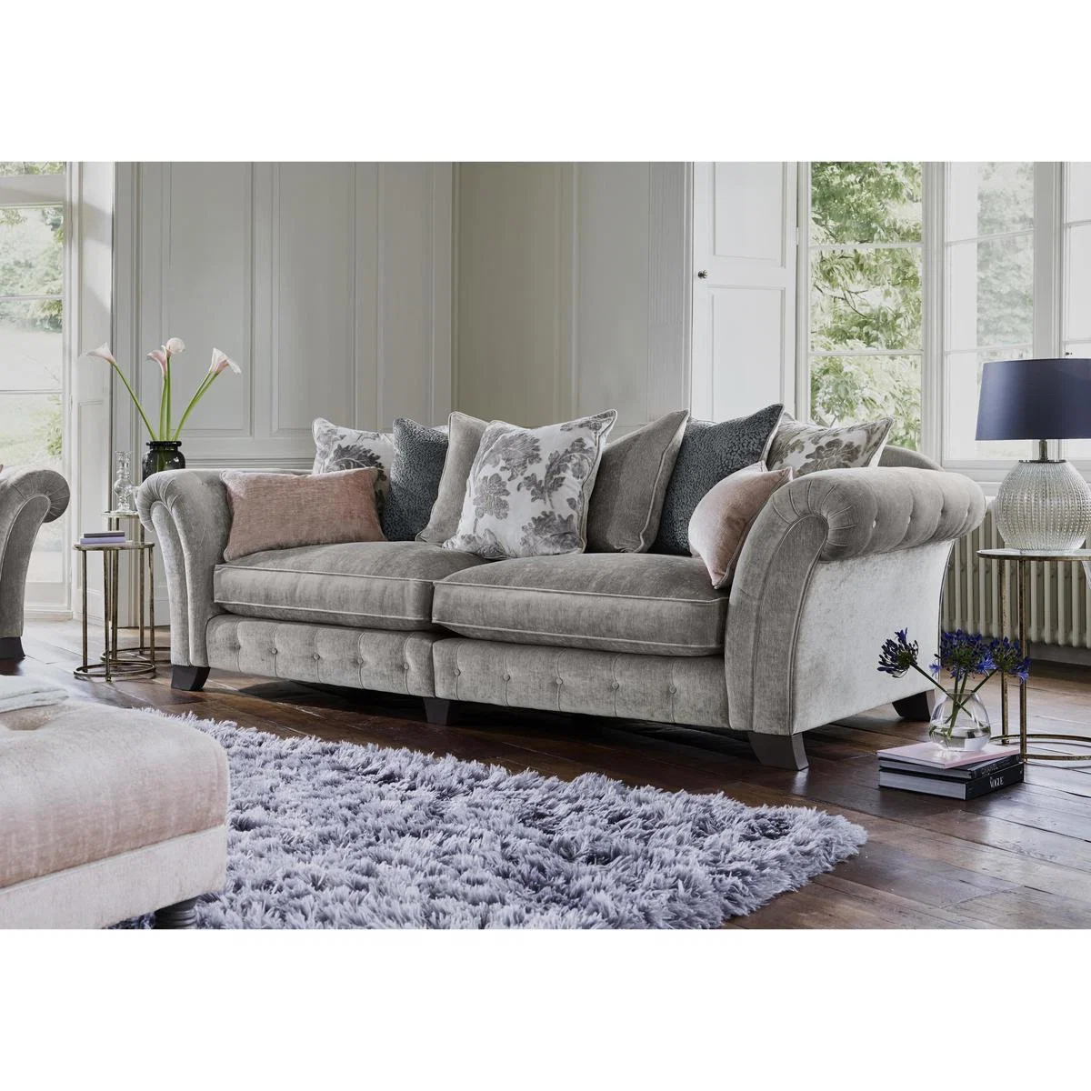 Cloudy Bay 4 Seater Pillow Back Fabric Split Frame Sofa - By Furniture Village – image 3