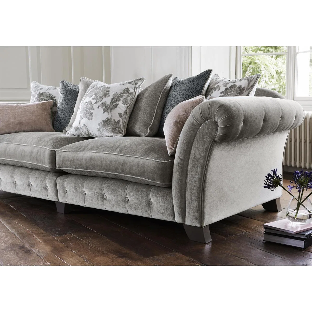 Cloudy Bay 4 Seater Pillow Back Fabric Split Frame Sofa - By Furniture Village – image 4