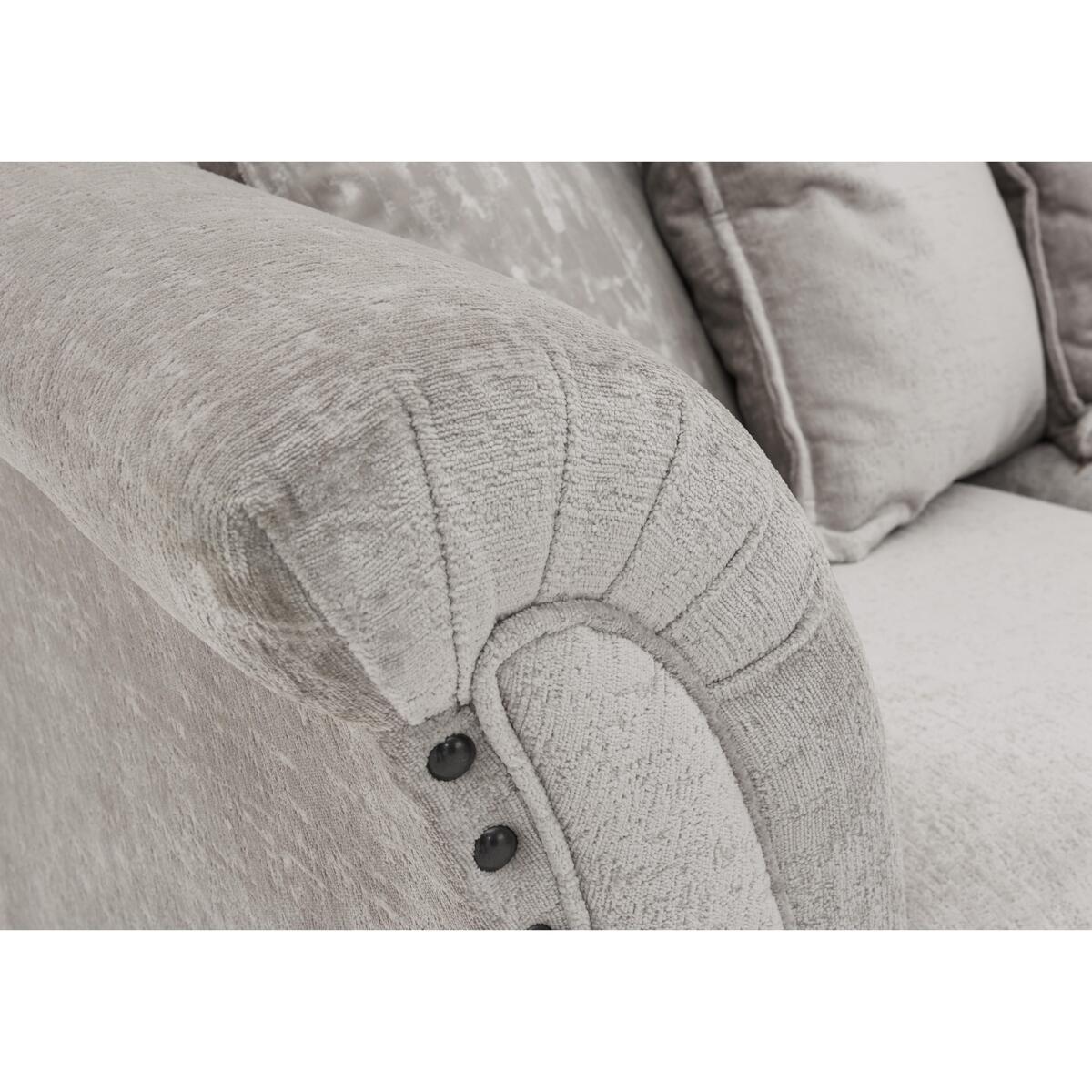 Holly Large Classic Back Fabric Corner Sofa with Studs - Silver – image 2