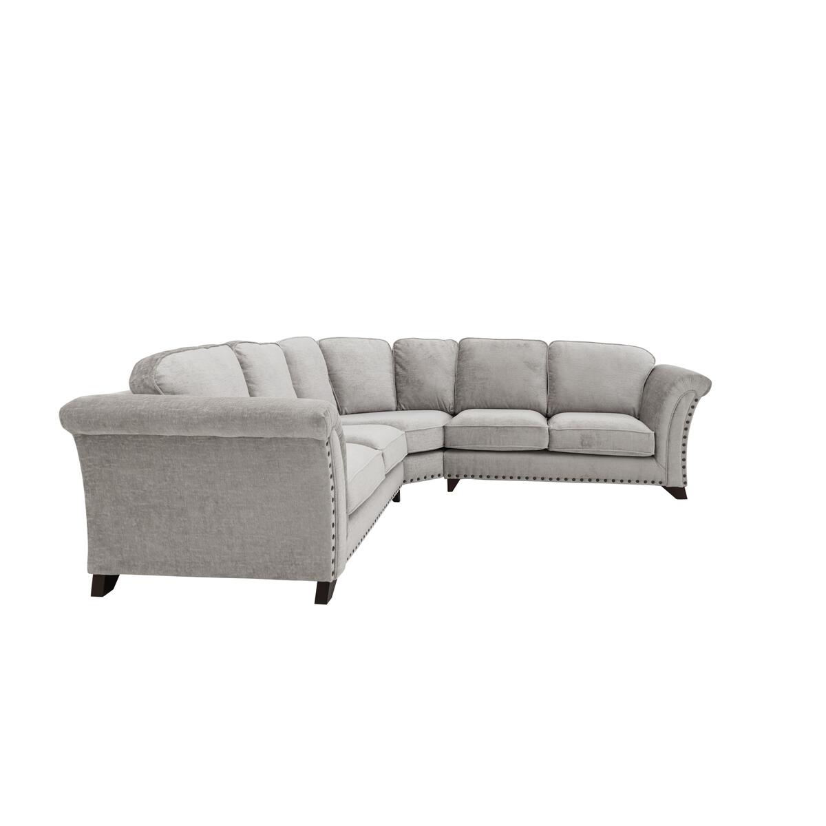 Holly Large Classic Back Fabric Corner Sofa with Studs - Silver – image 4