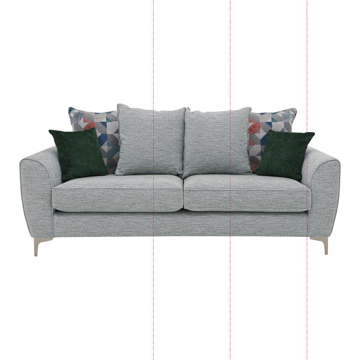 Isla 3 Seater Fabric Pillow Back Sofa - Grey – image 1