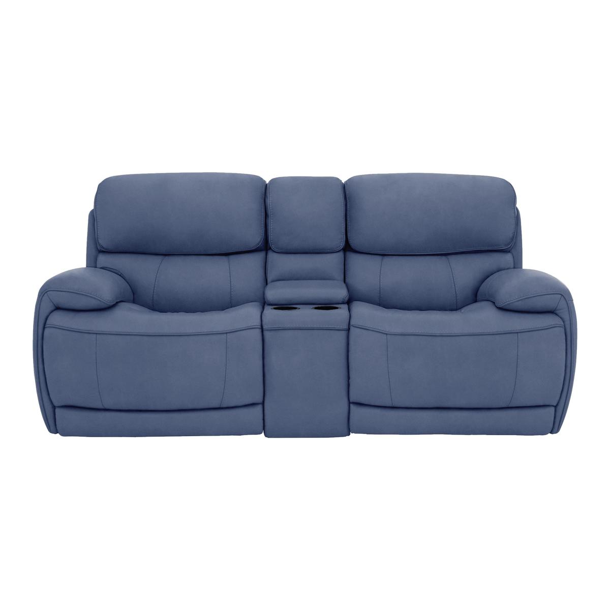 Rocco 2 Seater Fabric Power Rocker Sofa with Cupholders - Blue - By Furniture Village – image 1