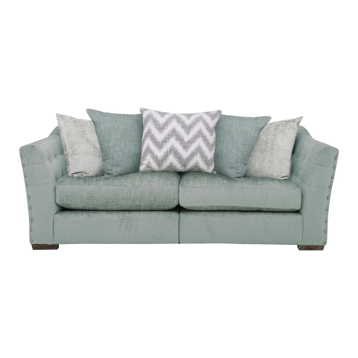 Devine 3 Seater Pillow Back Fabric Sofa - Green – image 1