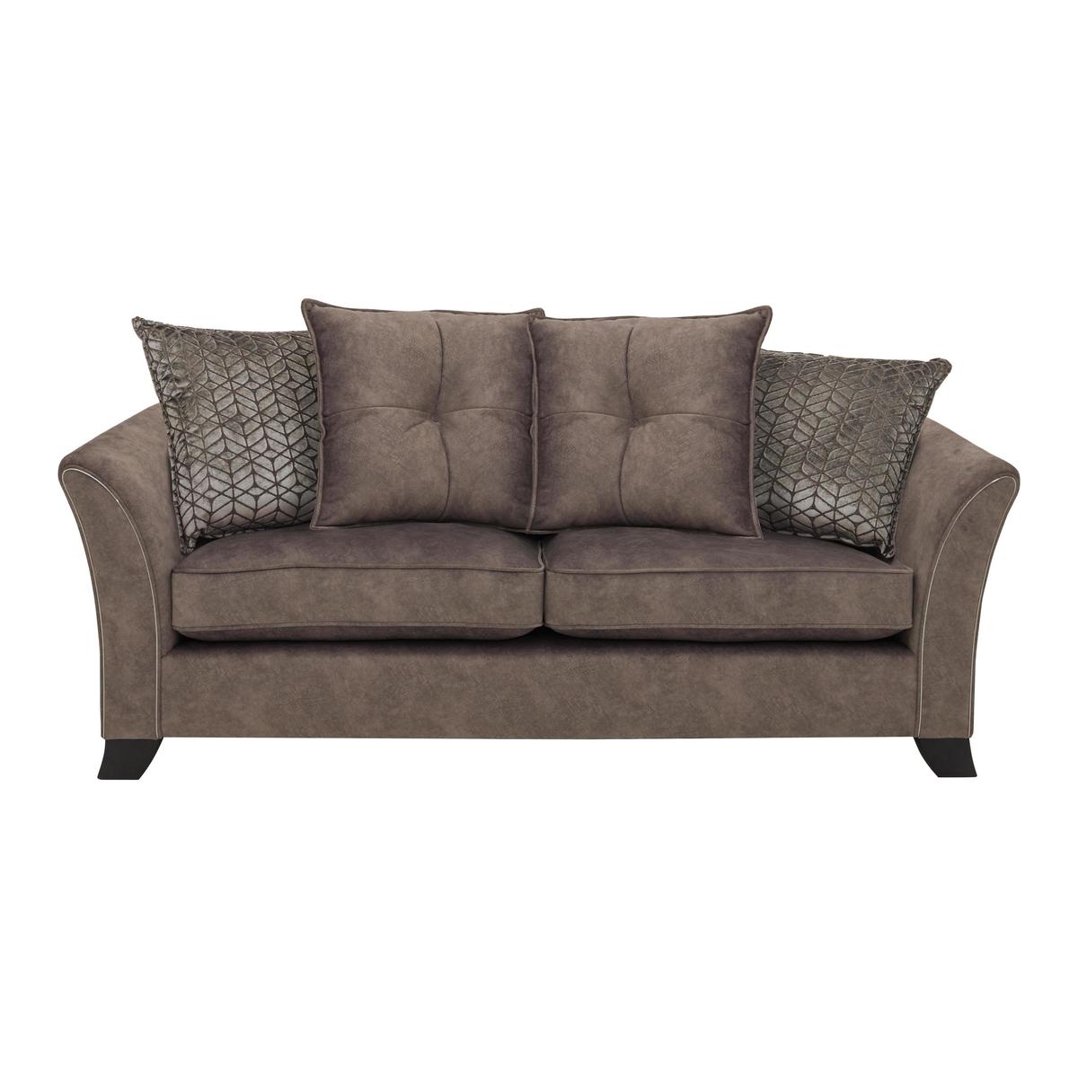 Amora 3 Seater Fabric Scatter Back Sofa Bed - Brown - By Furniture Village – image 1