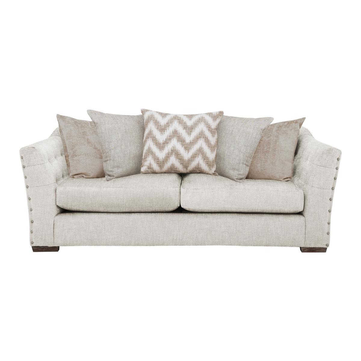 Devine 3 Seater Pillow Back Fabric Split Back Sofa - Beige - By Furniture Village – image 1