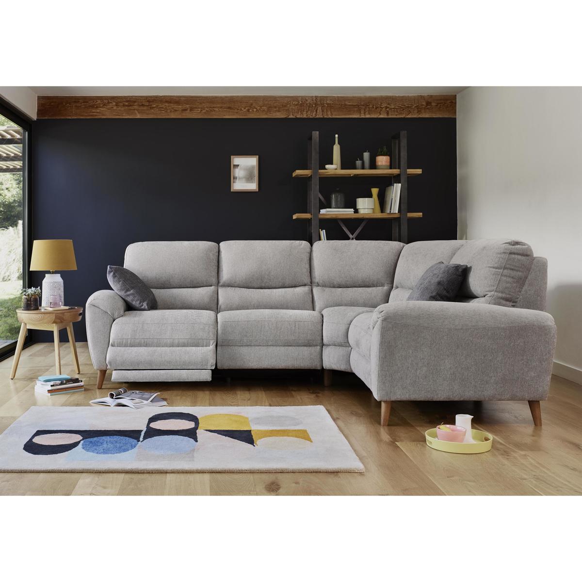 Silverstone Compact Fabric Power Recliner Corner Sofa - Beige - By Furniture Village – image 2