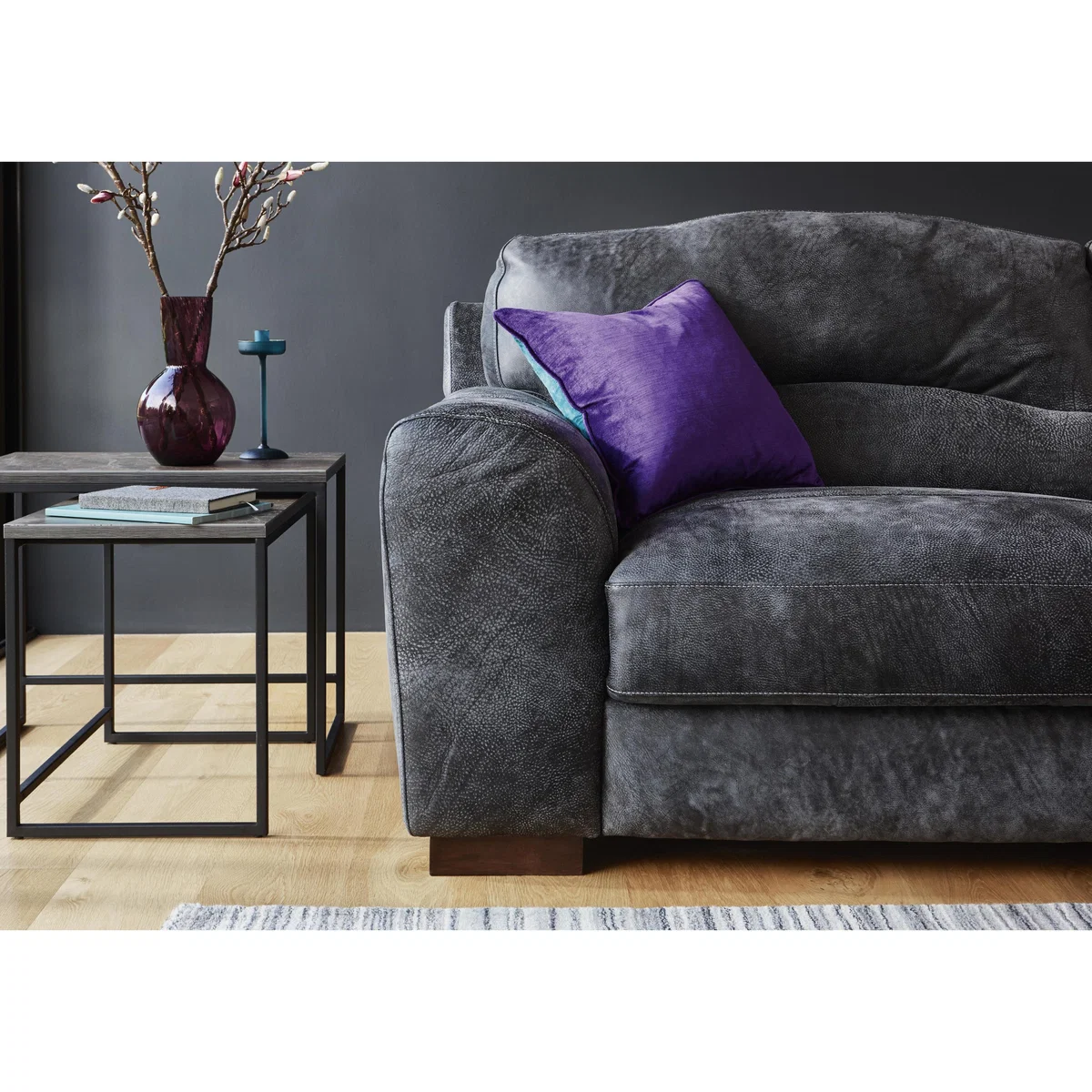 Castella 2 Seater Leather Sofa - Black - By Furniture Village – image 3