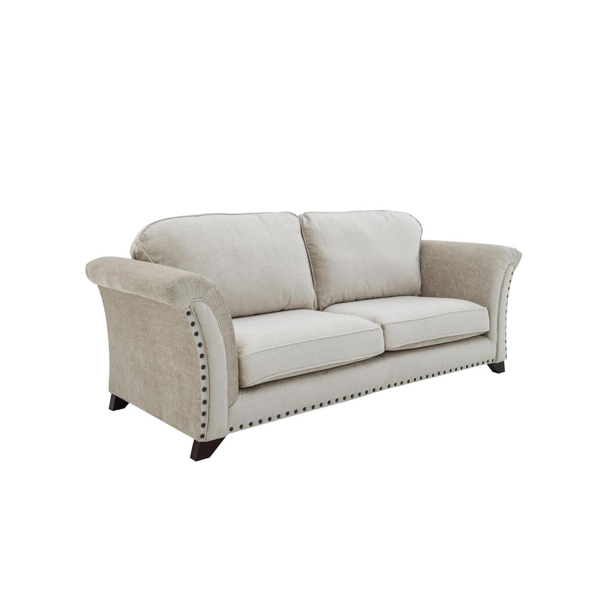 Holly 3 Seater Classic Back Fabric Sofa with Studs - Grey – image 2