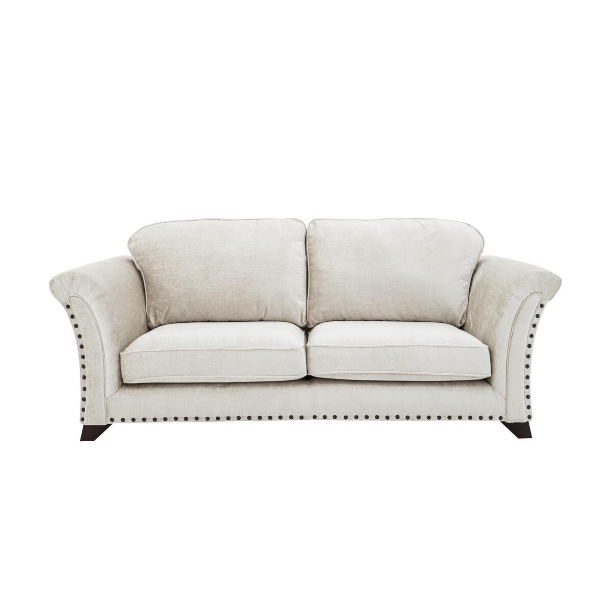 Holly 3 Seater Classic Back Fabric Sofa with Studs - Grey – image 7