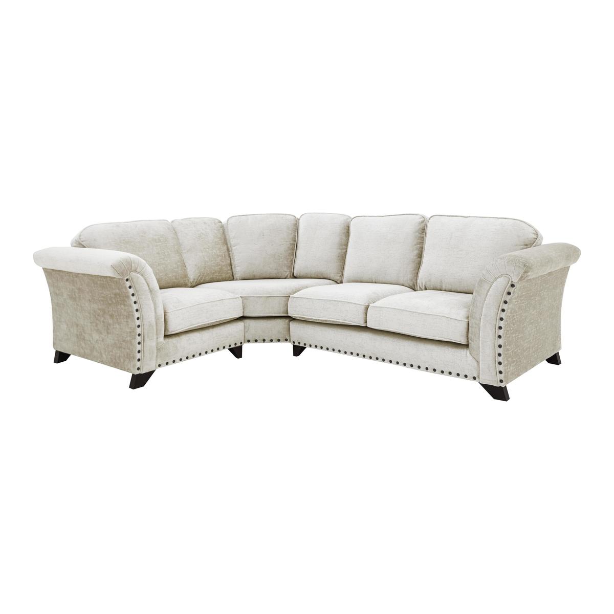 Holly Small Classic Back Fabric Corner Sofa with studs - Cream - By Furniture Village – image 1