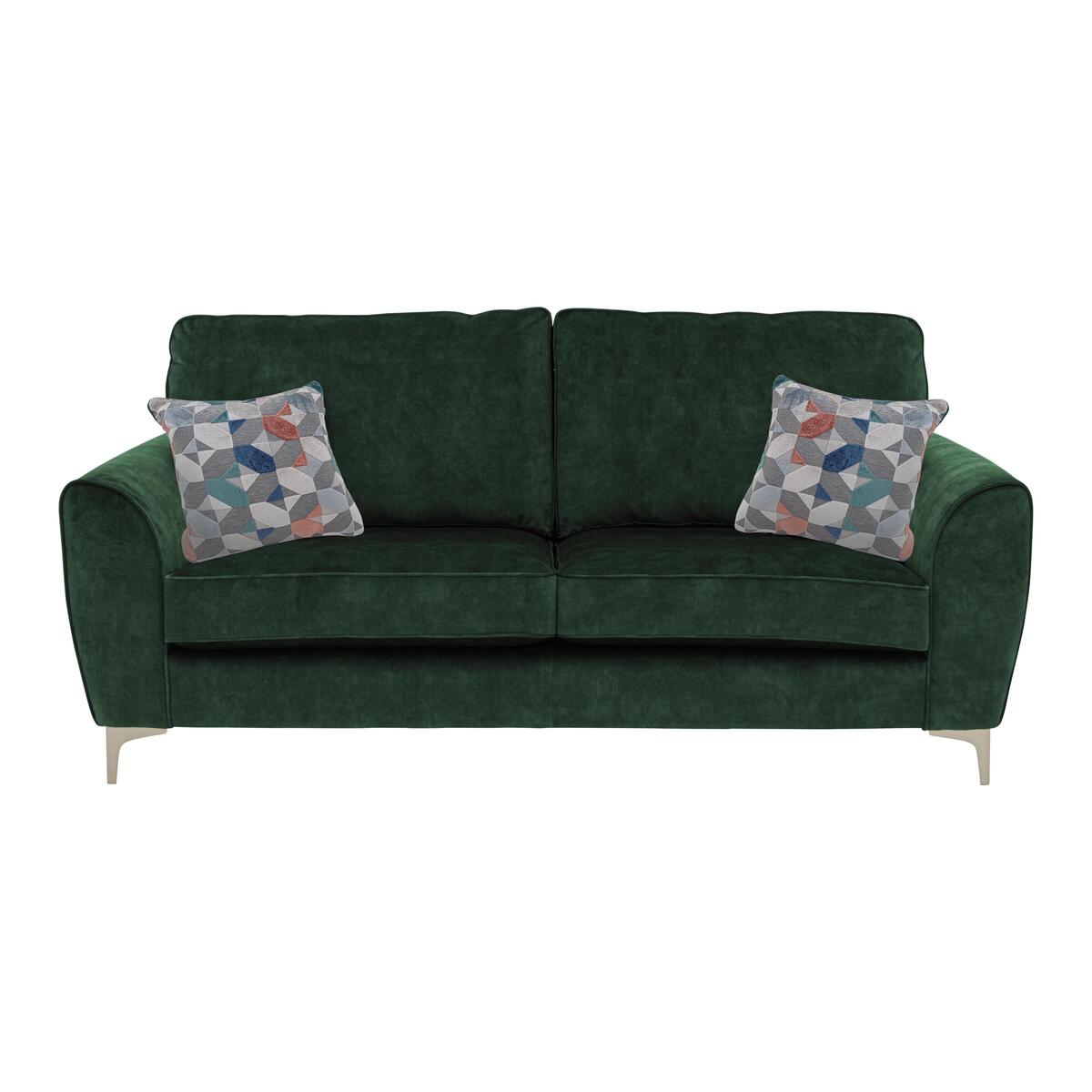 Isla 3 Seater Classic Back Fabric Sofa - Green – image 1