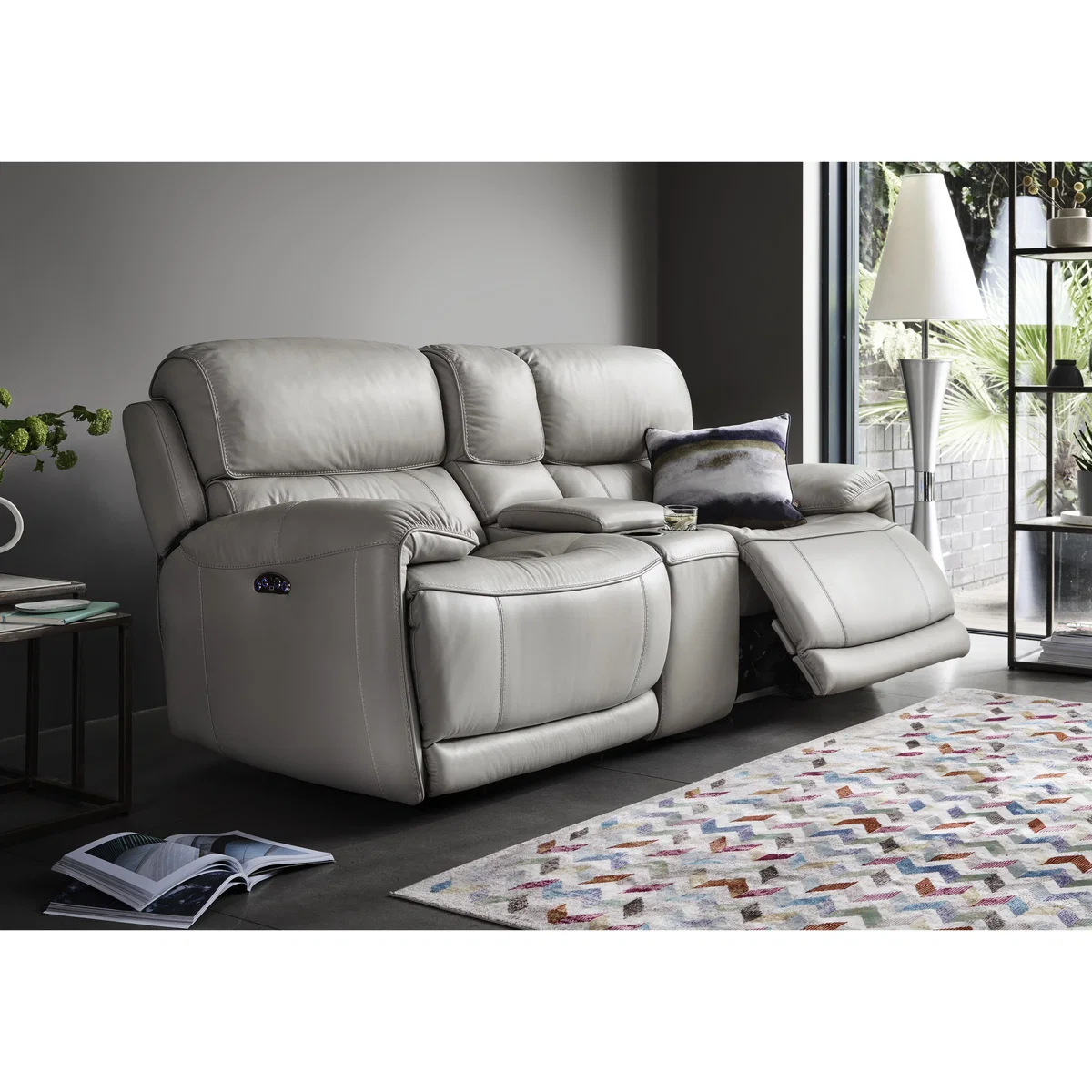Relax Station Rocco 2 Seater Leather Power Rocker Sofa with Cupholders and Power Headrests - Blue- World of Leather – image 2