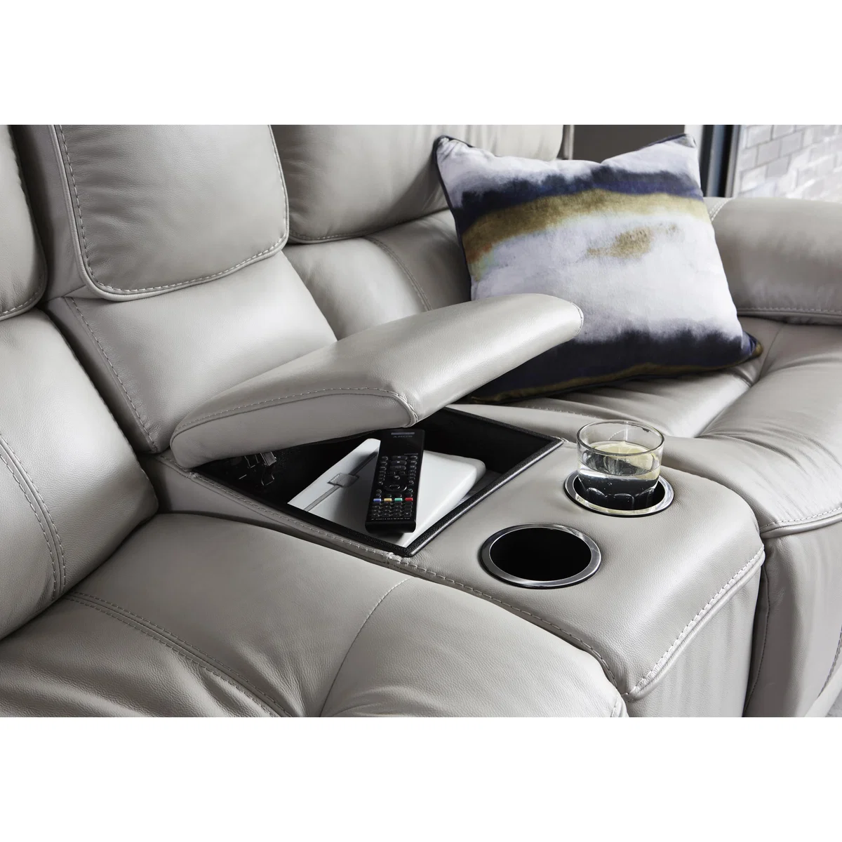 Relax Station Rocco 2 Seater Leather Power Rocker Sofa with Cupholders and Power Headrests - Blue- World of Leather – image 4