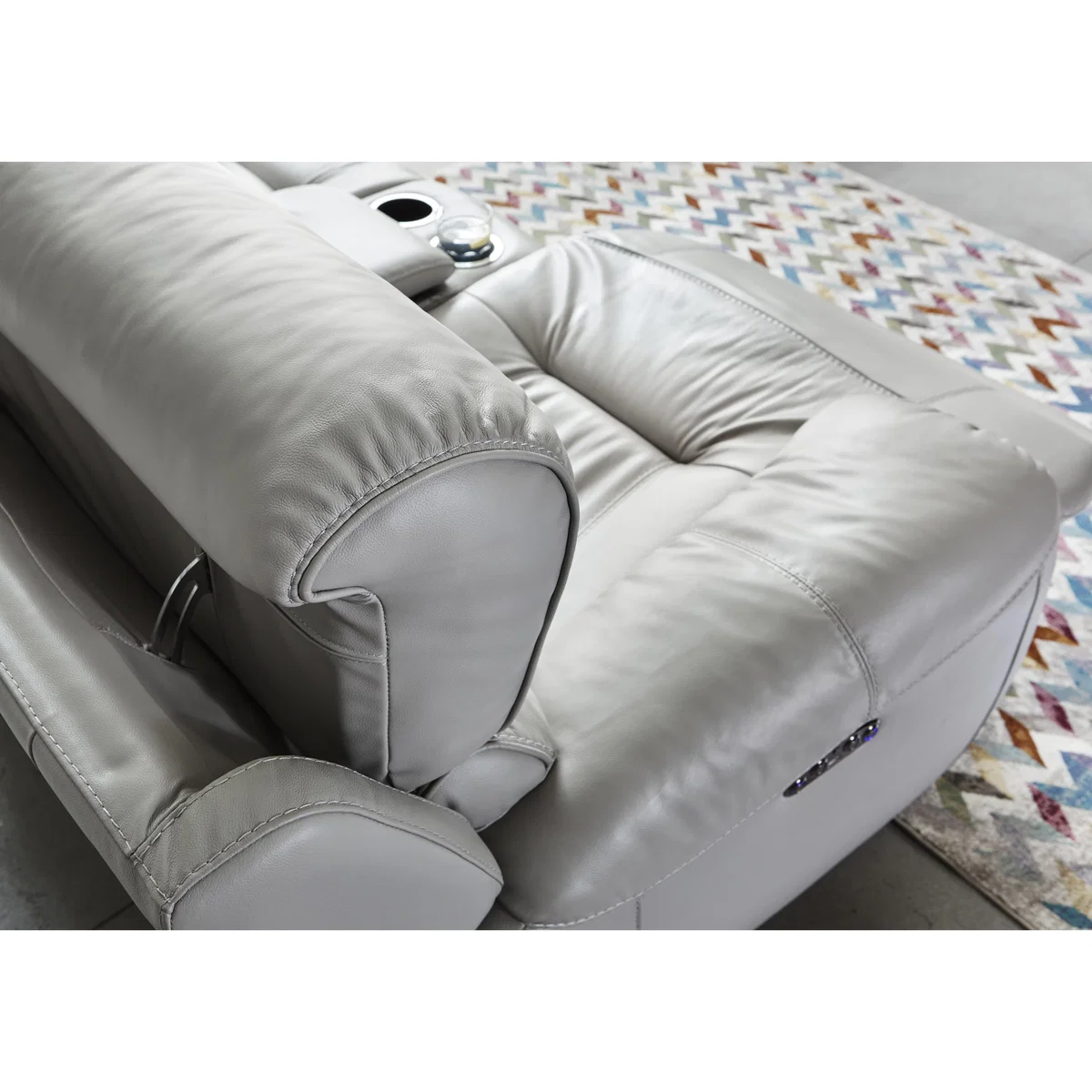 Relax Station Rocco 2 Seater Leather Power Rocker Sofa with Cupholders and Power Headrests - Blue- World of Leather – image 6