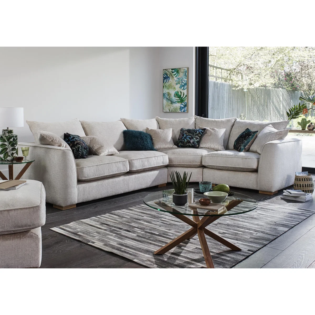 Lush Classic Back Fabric Corner Sofa - Beige - By Furniture Village – image 2