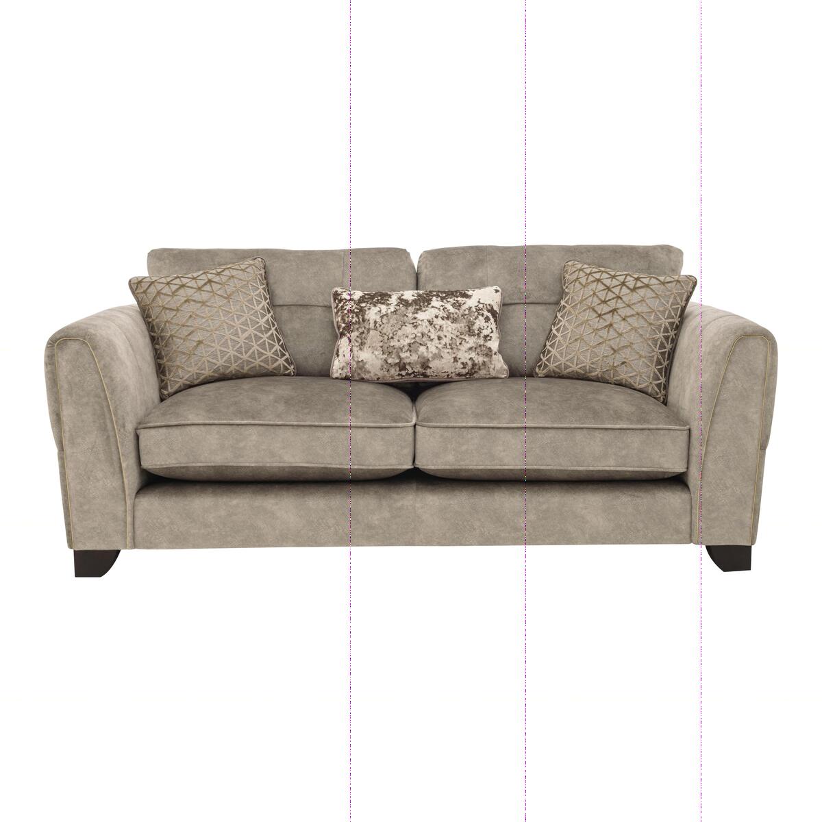 Ariana 3 Seater Classic Back Fabric Sofa - Beige – image 1