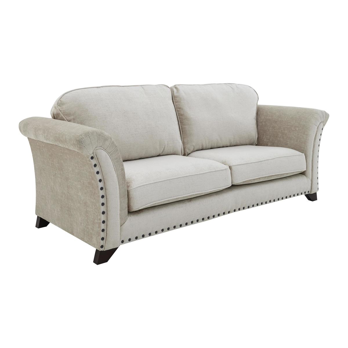 Holly 2 Seater Classic Back Fabric Sofa with studs - Cream - By Furniture Village – image 1