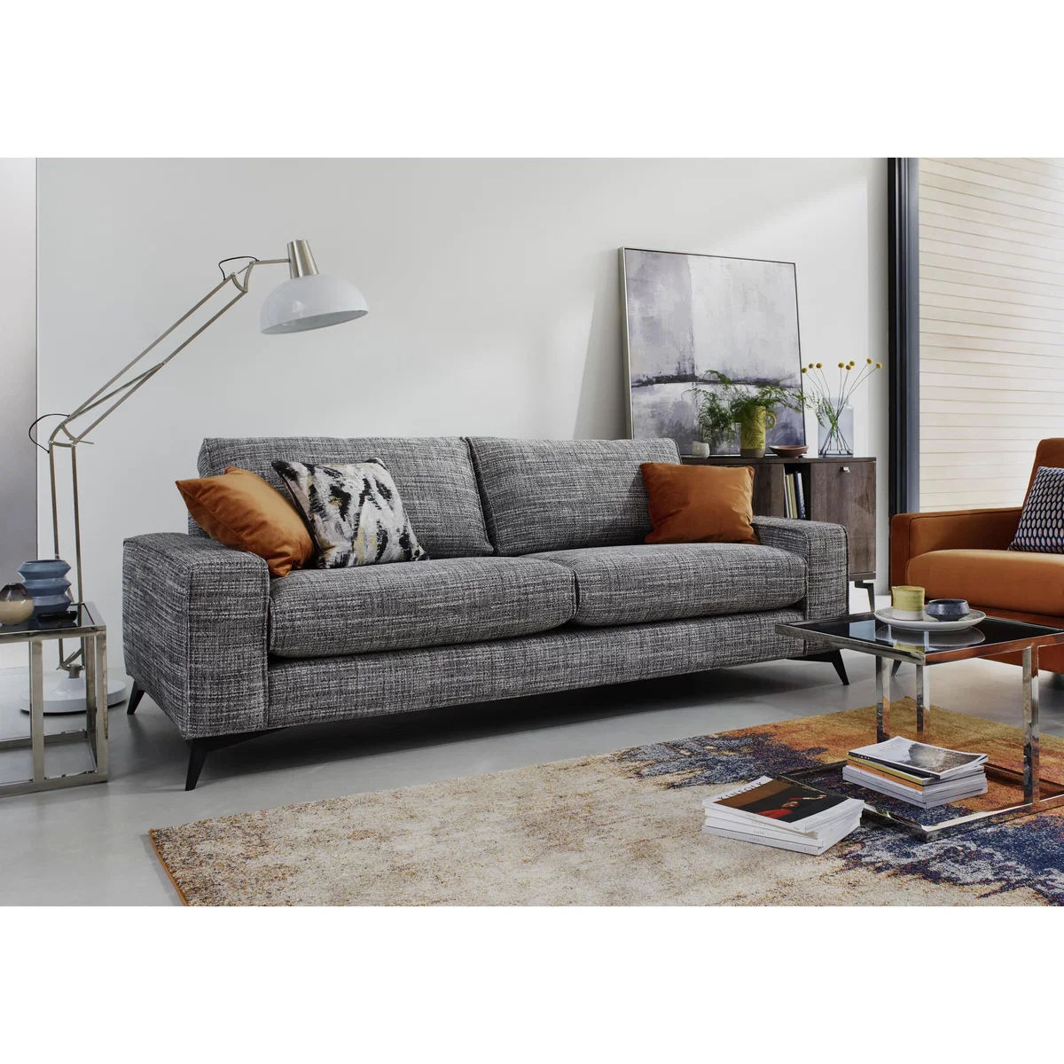 Chic 3 Seater Classic Back Fabric Sofa - Blue - By Furniture Village – image 2