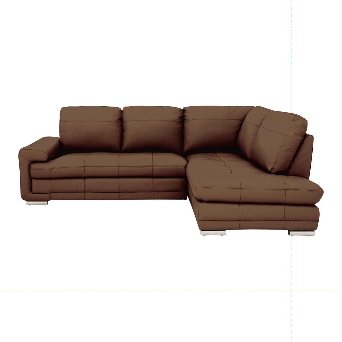 Gamma Leather Chaise Sofa - Brown