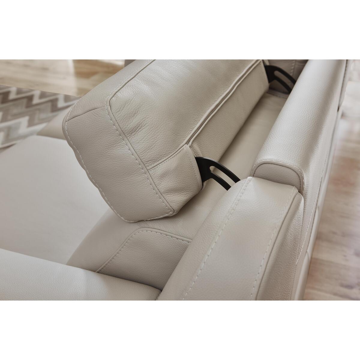 Nicoletti - Matera 3 Seater Leather Power Recliner Sofa with Pad Arms - Beige – image 3