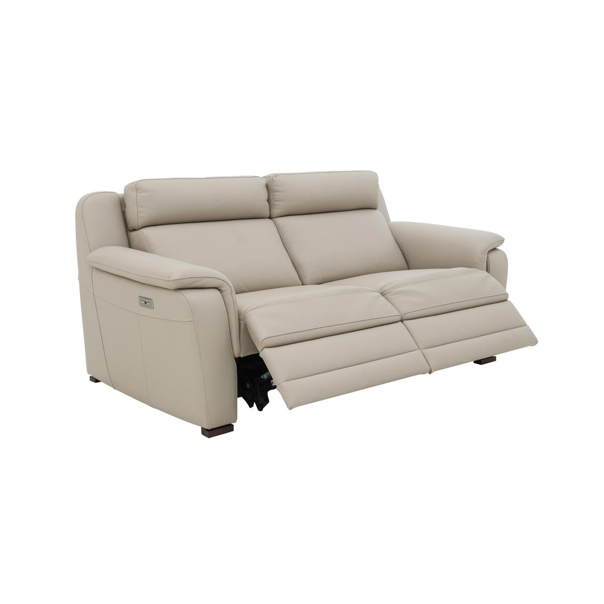 Nicoletti - Matera 3 Seater Leather Power Recliner Sofa with Pad Arms - Beige – image 8