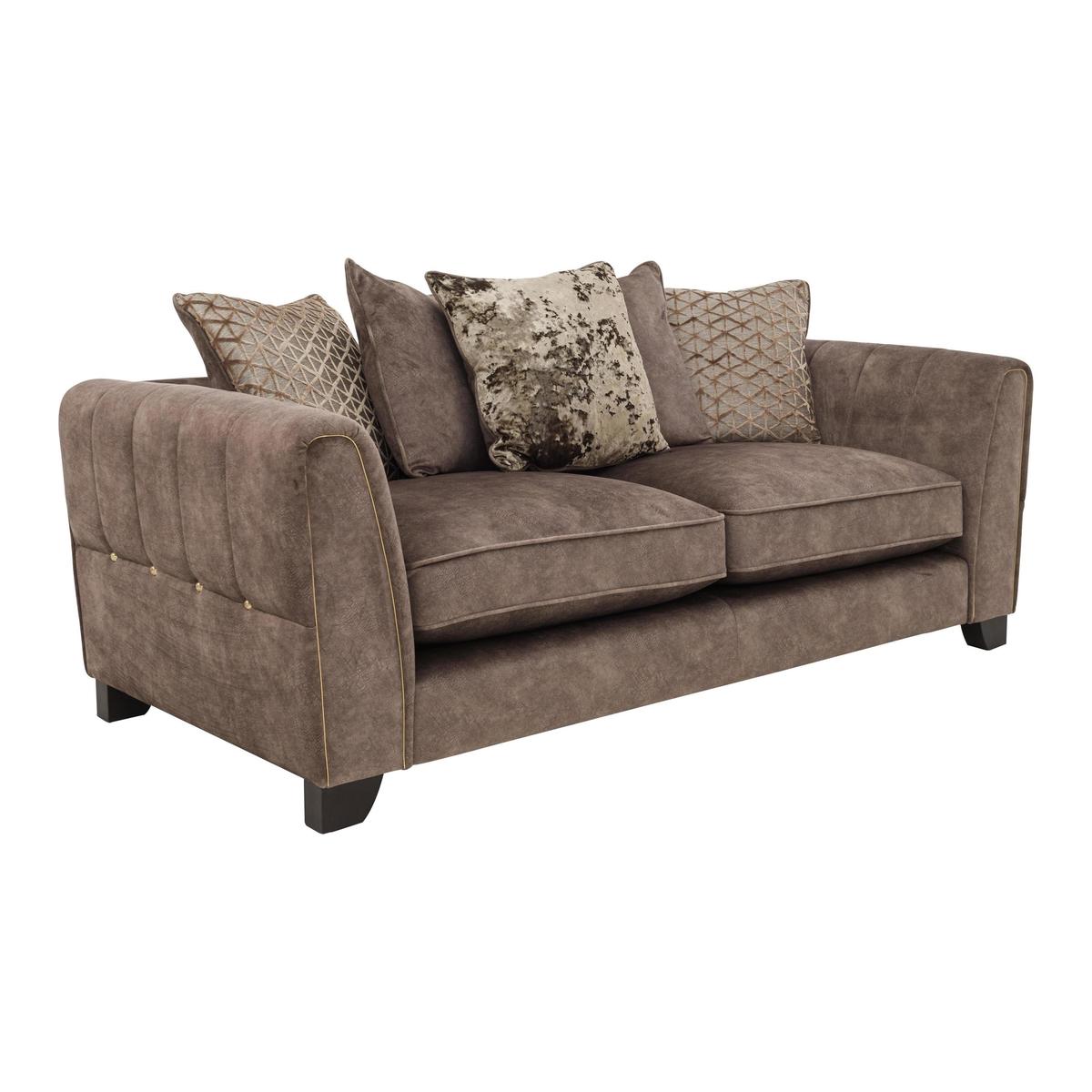 Ariana 3 Seater Pillow Back Fabric Sofa - Brown - By Furniture Village – image 1