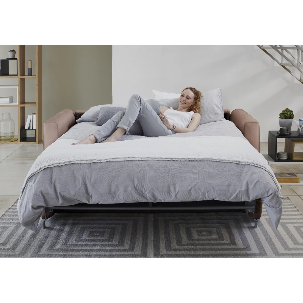 Nicoletti - Alcova 2 Seater Fabric Sofa Bed with Box Arms - Black – image 3