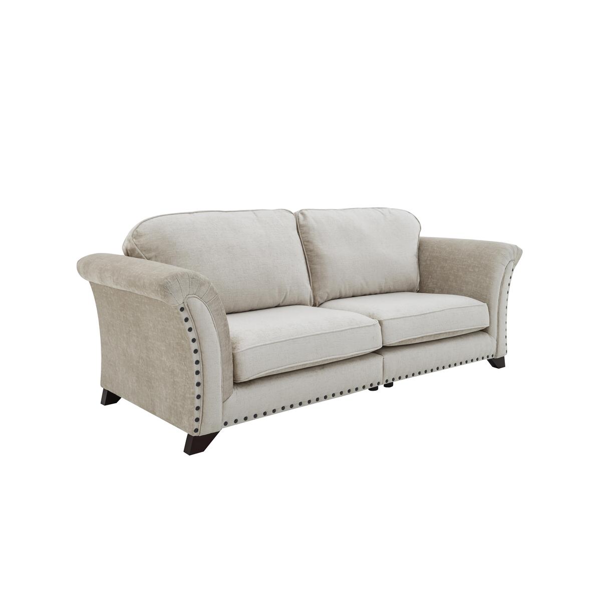 Holly 4 Seater Split Classic Back Fabric Sofa with studs - Cream – image 4
