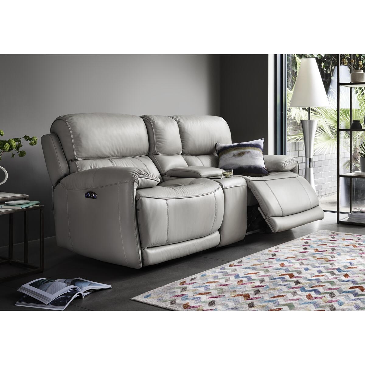 Relax Station Rocco 2 Seater Leather Power Rocker Sofa with Cupholders and Power Headrests - Black- World of Leather – image 2