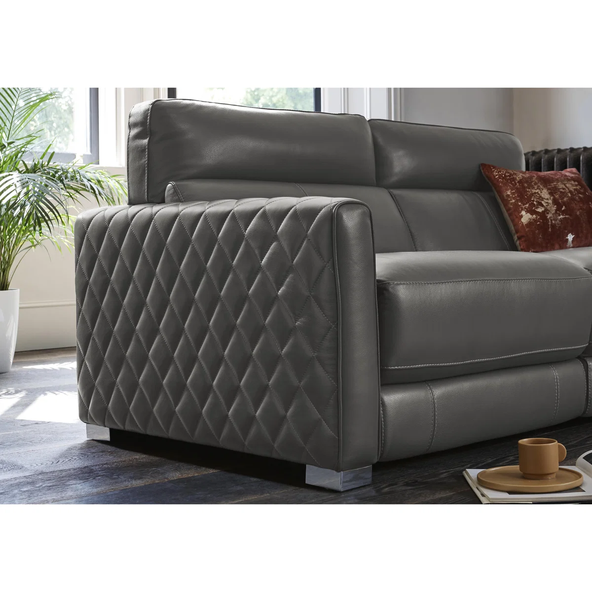 World of Leather - Vesper 3 Seater Leather Power Sofa with Power Headrests - Beige – image 4