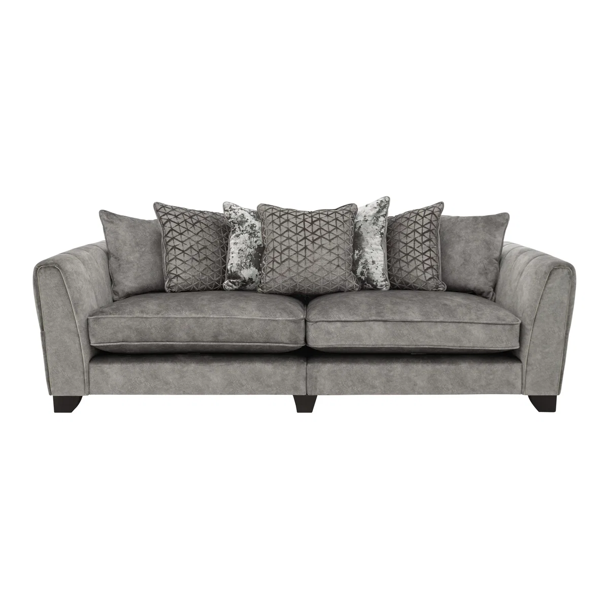 Ariana 4 Seater Pillow Back Fabric Sofa - Grey – image 1