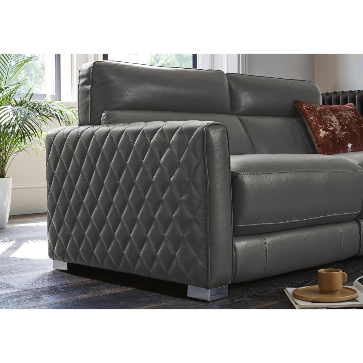 Vesper 3 Seater Leather Power Sofa with Power Headrests - Blue- World of Leather – image 3