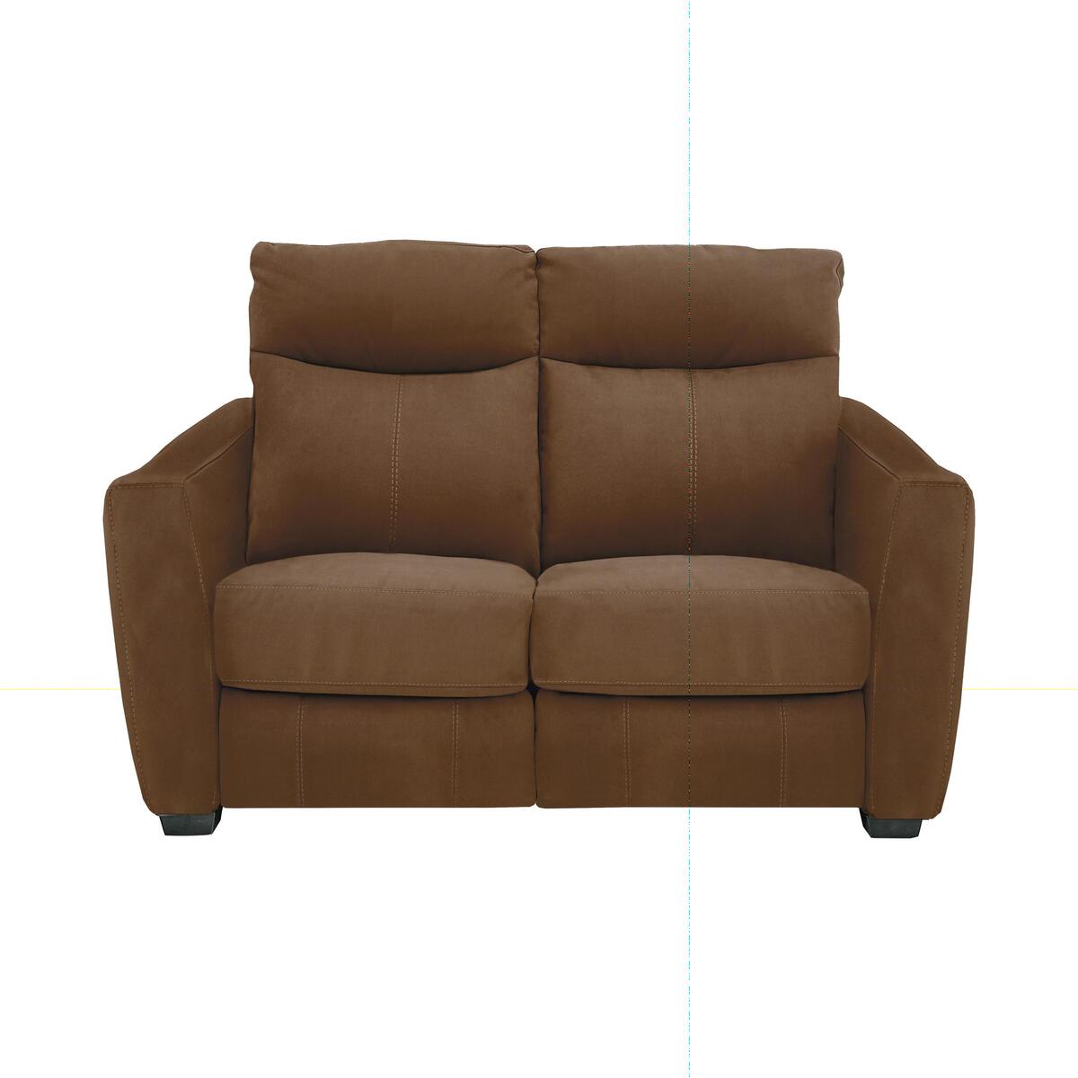 Compact Collection Midi 2 Seater Fabric Manual Recliner Sofa - Brown