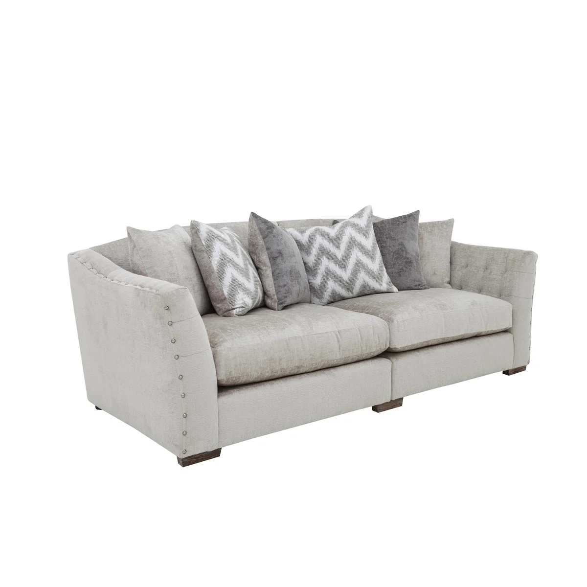 Devine 4 Seater Pillow Back Fabric Split Back Sofa - Grey – image 4