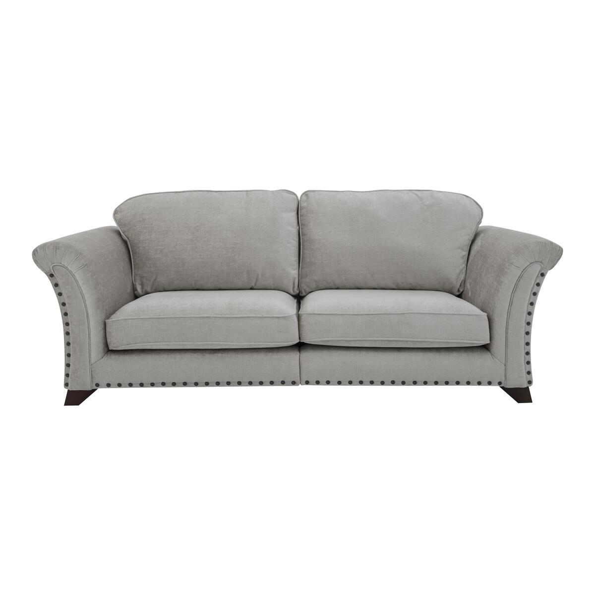 Holly 4 Seater Split Classic Back Fabric Sofa with studs - Grey – image 1