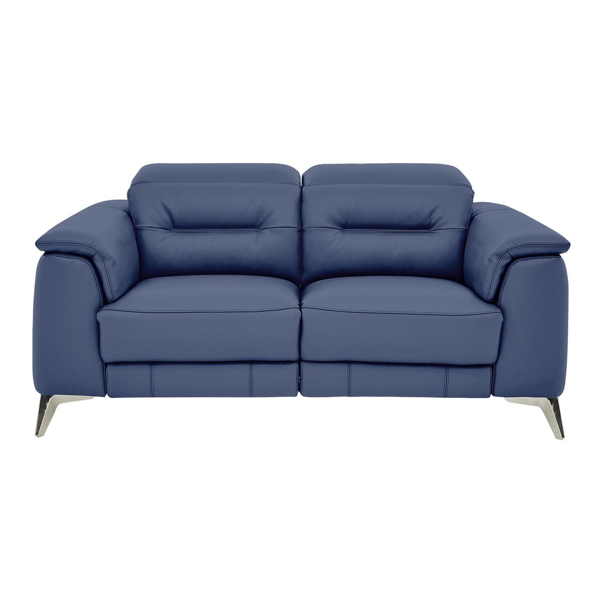 Sanza 2 Seater Leather Power Recliner Sofa with Power Headrests - Blue- World of Leather