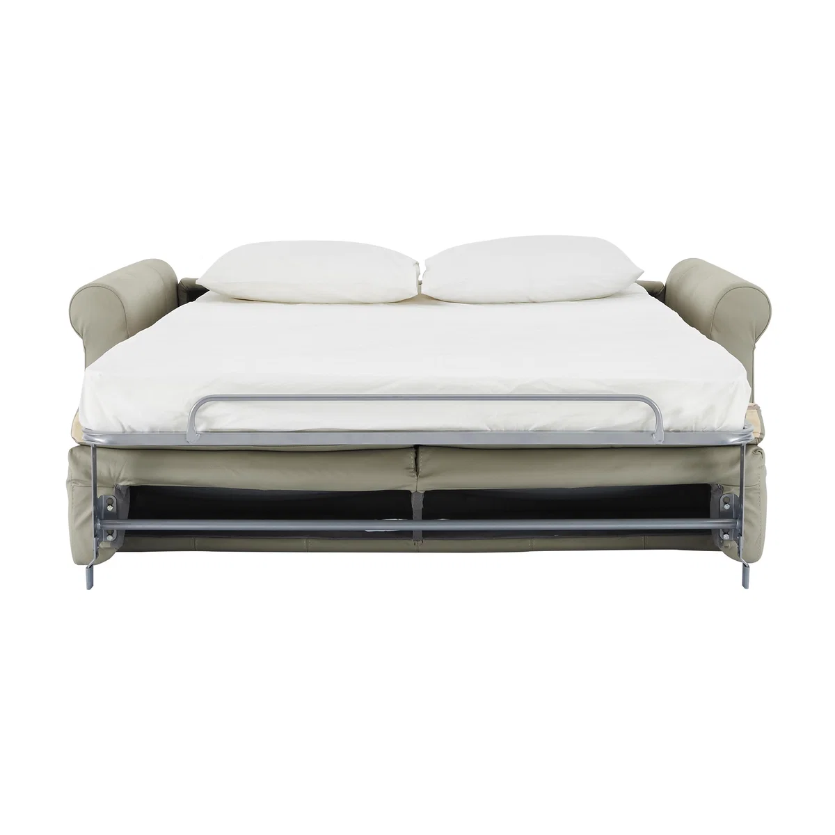Nicoletti - Alcova 3 Seater Leather Sofa Bed with Scroll Arms - Beige – image 6