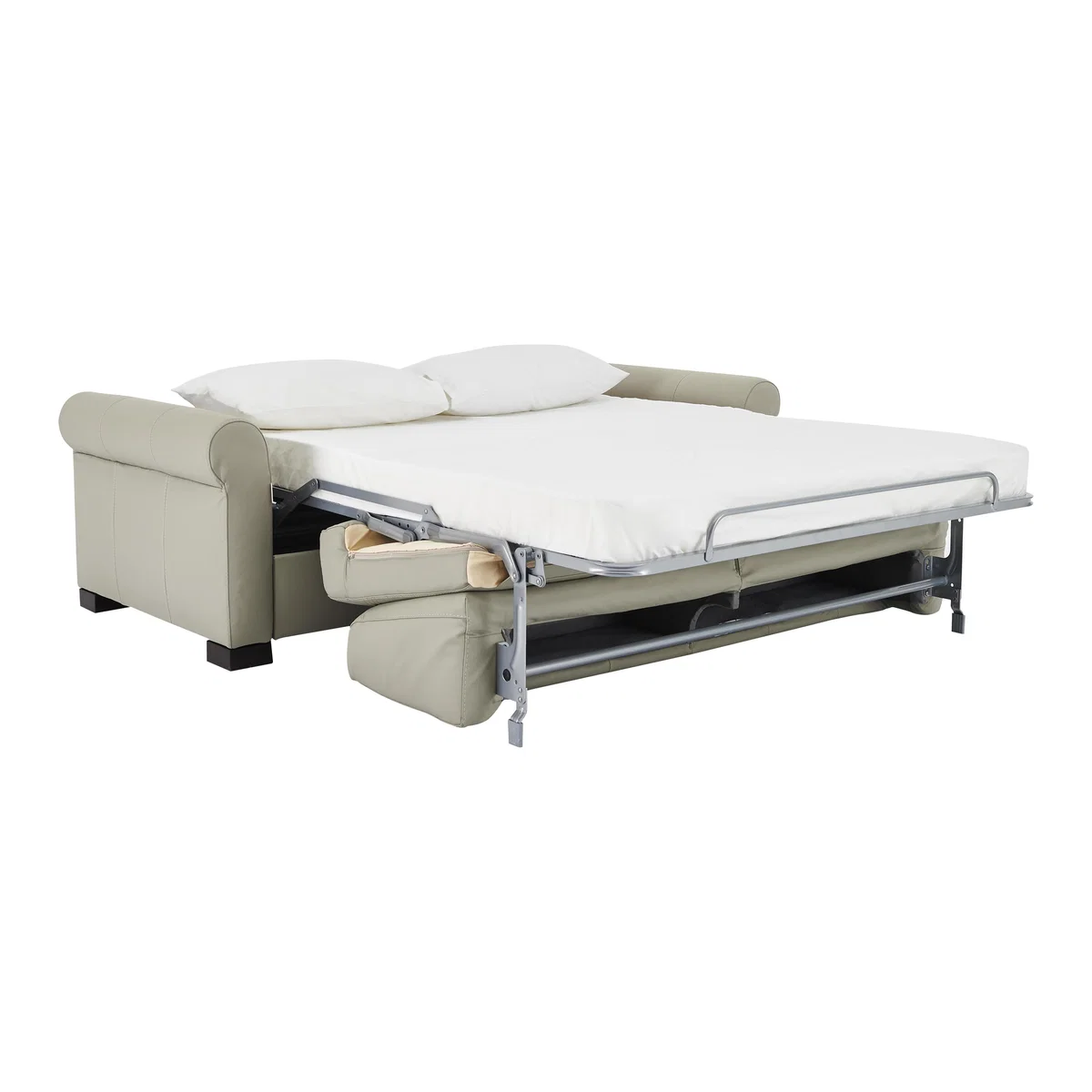 Nicoletti - Alcova 3 Seater Leather Sofa Bed with Scroll Arms - Beige – image 2